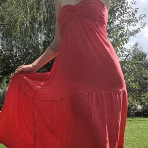 Coral strapless high low dress
